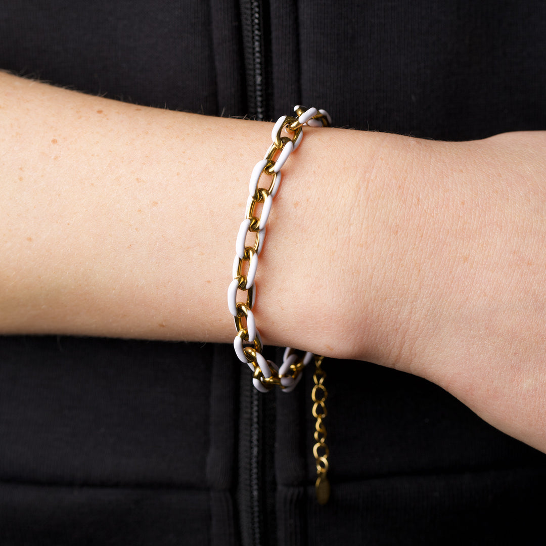 Ines - Bracelet coloré à maillons en acier inoxydable