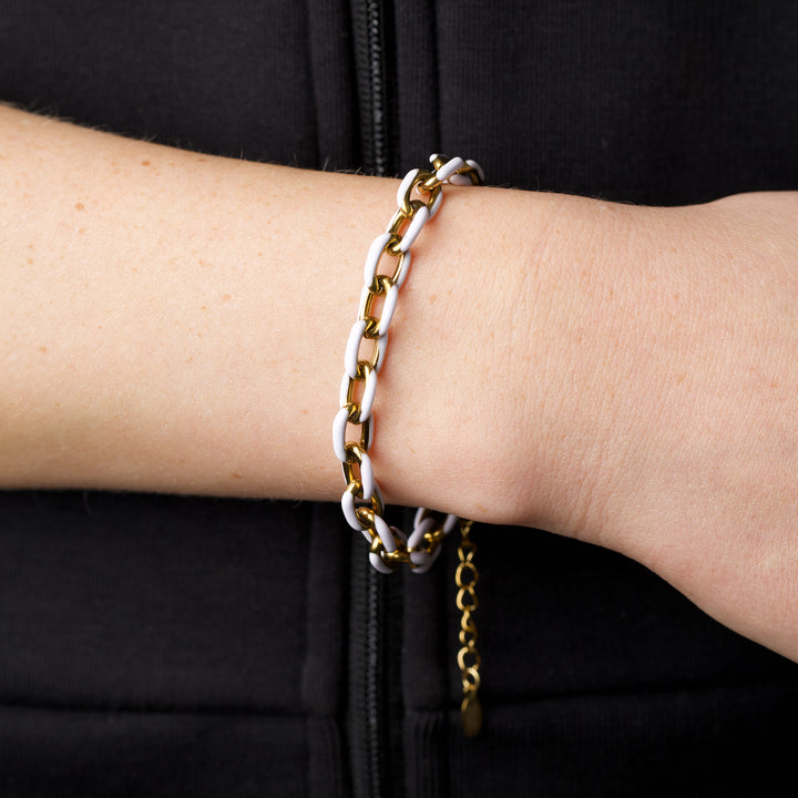 Ines - Bracelet coloré à maillons en acier inoxydable