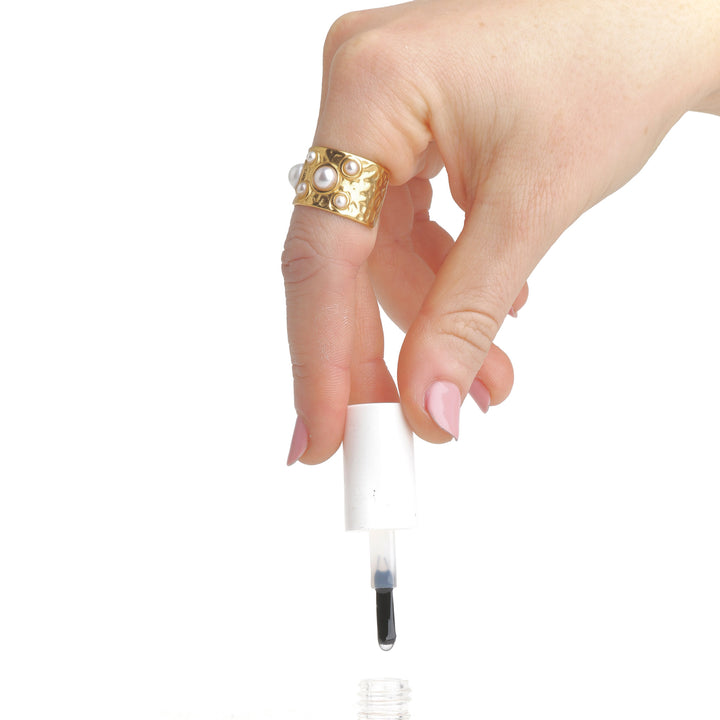 Kerstin - Bague Perle Martelée en Acier Inoxydable