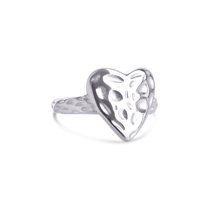Lovi - Bague Cœur Martelé Acier Inoxydable