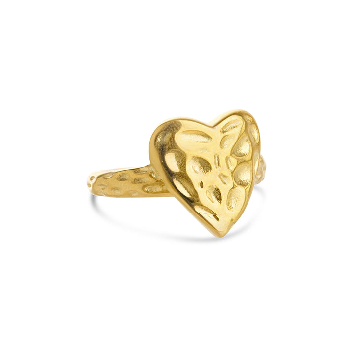 Lovi - Bague Cœur Martelé Acier Inoxydable