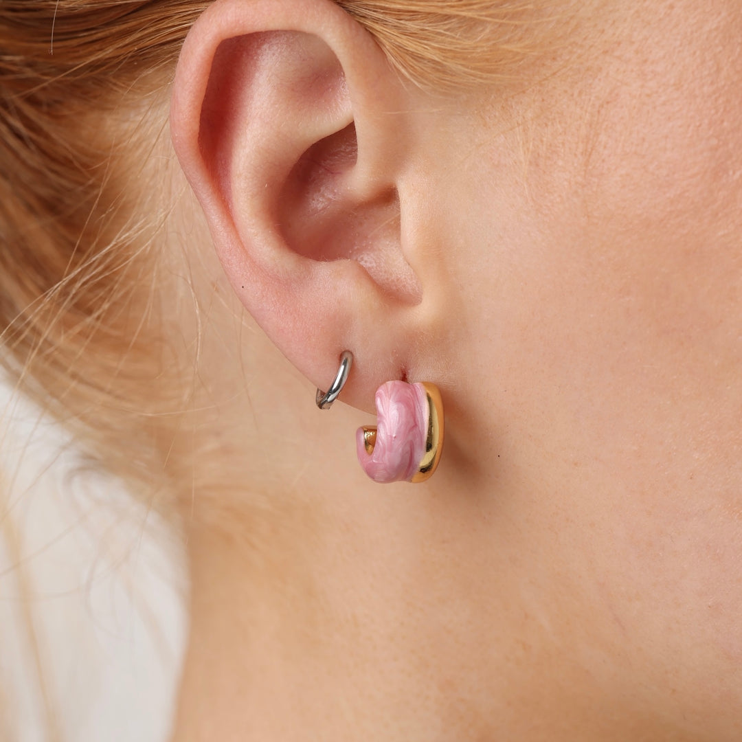 Engla - Boucles d'oreilles duo à clous en acier inoxydable