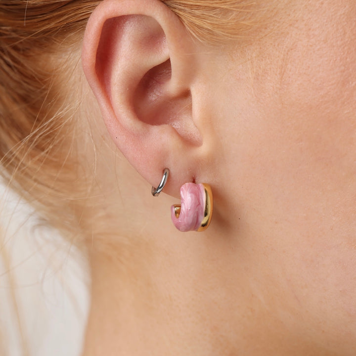 Engla - Boucles d'oreilles duo à clous en acier inoxydable
