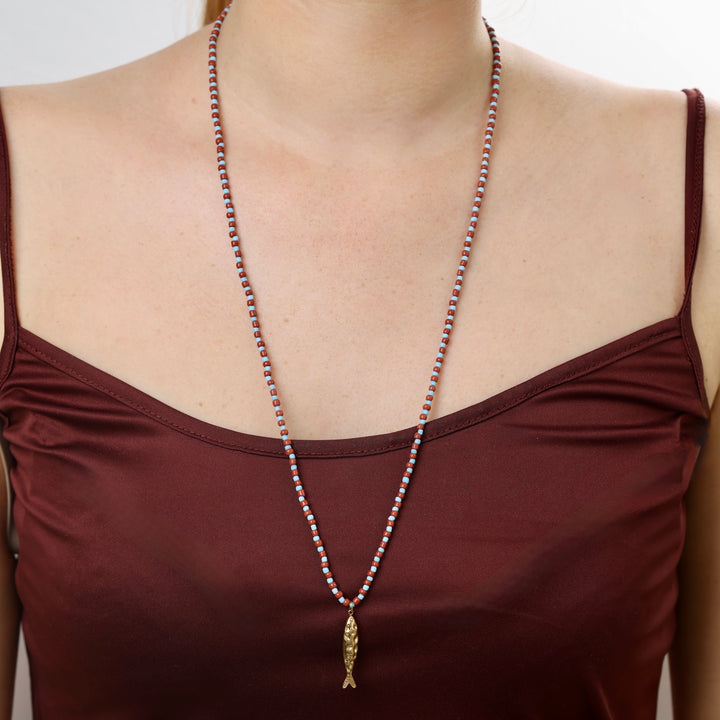 Ara - Collier de perles poisson en acier inoxydable
