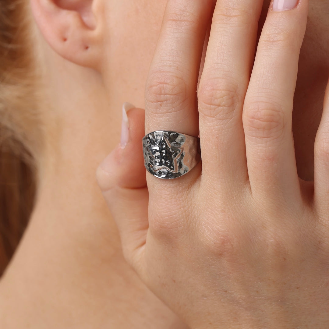 Yrsa - Bague Étoile en Acier Inoxydable