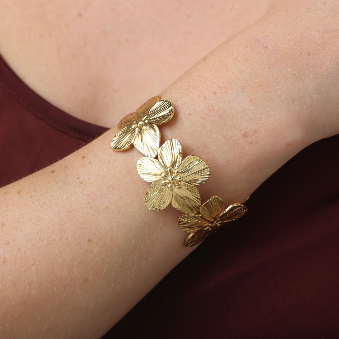 Alva - Bracelet Fleur en Acier Inoxydable