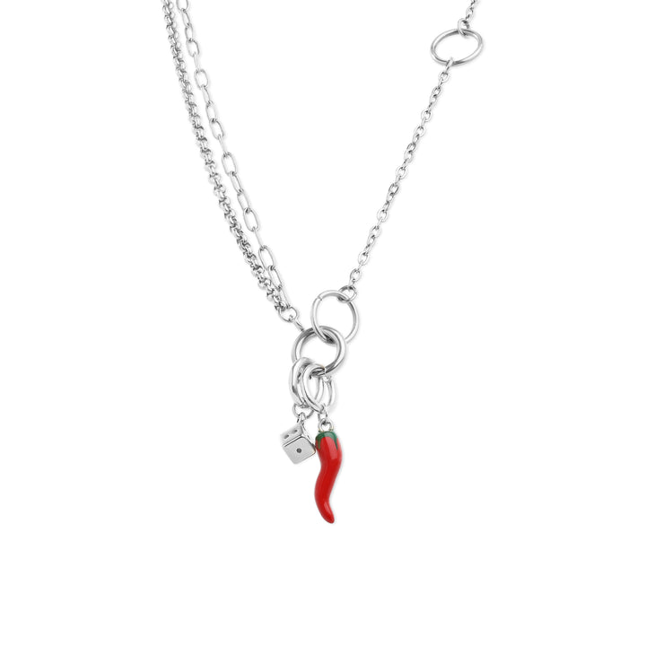 Onyx - Collier à chaînes superposées en acier inoxydable