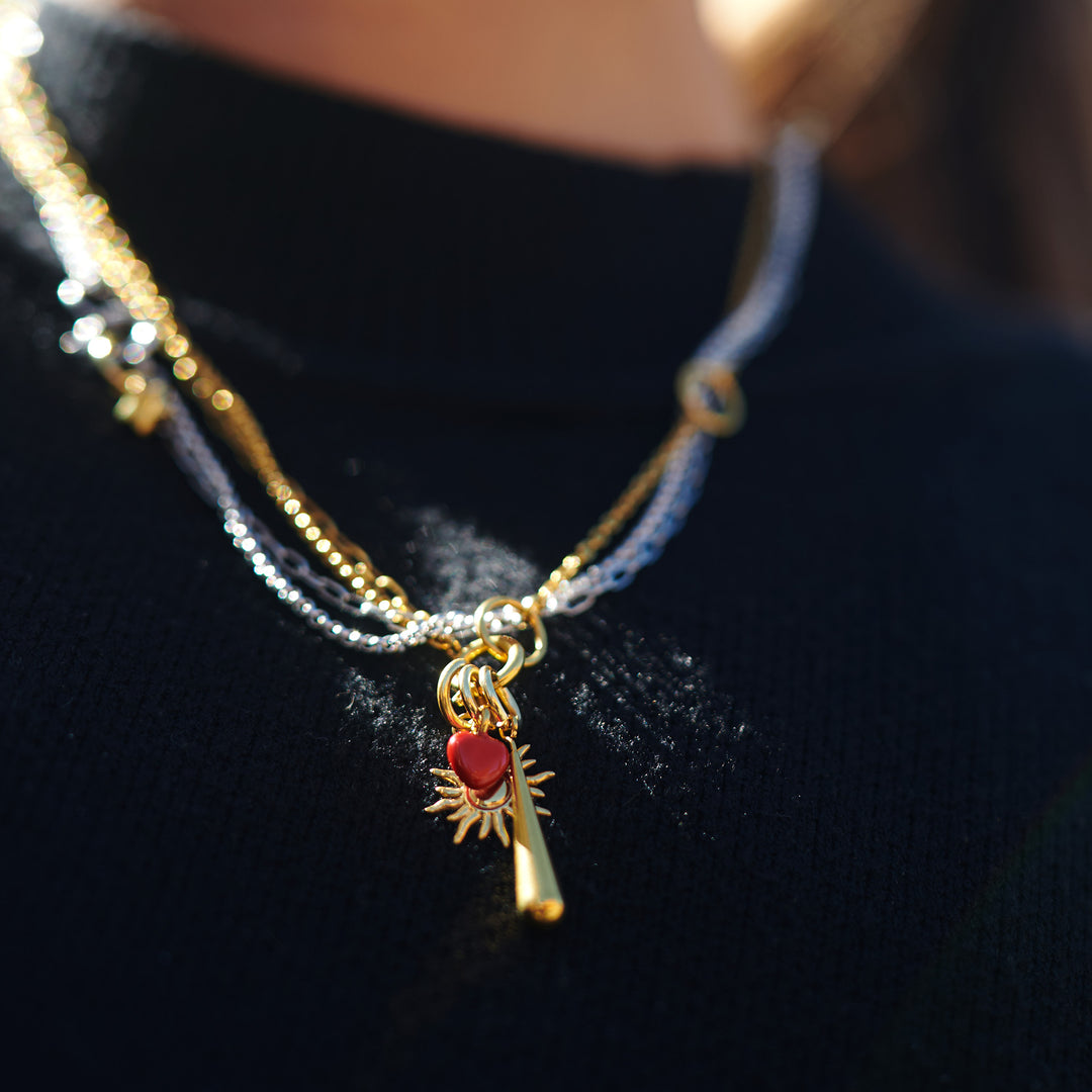 Onyx - Collier à chaînes superposées en acier inoxydable
