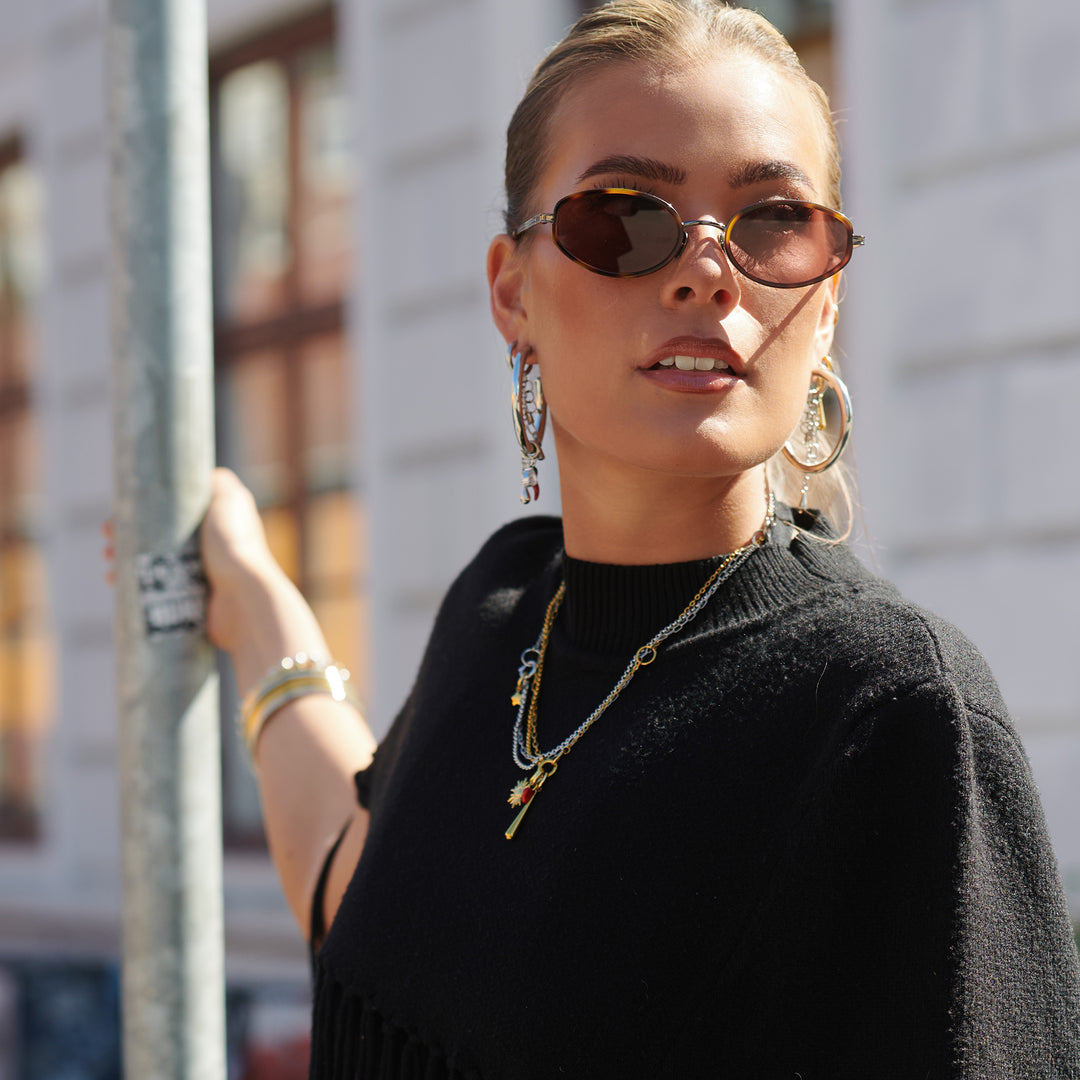 Onyx - Collier à chaînes superposées en acier inoxydable