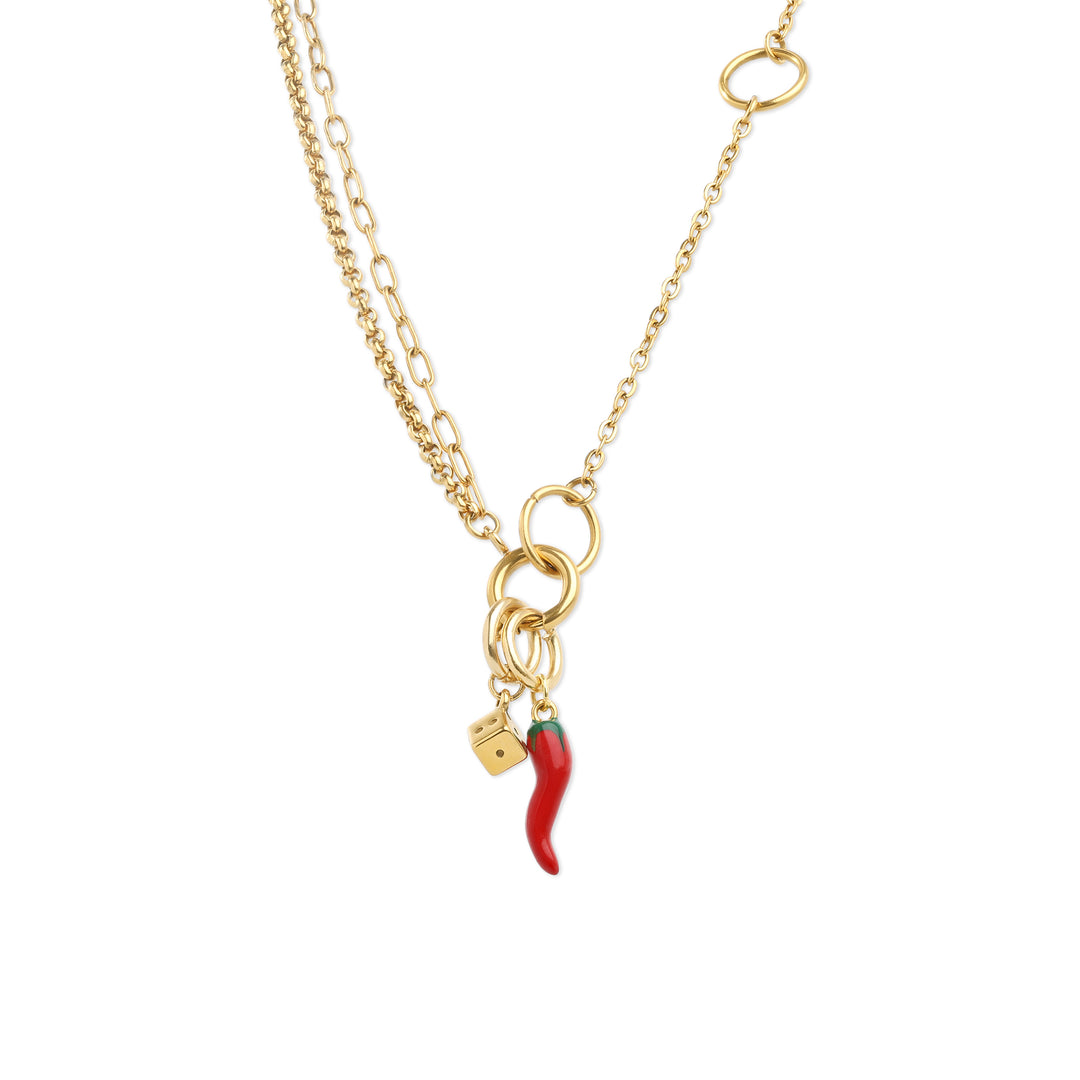Onyx - Collier à chaînes superposées en acier inoxydable