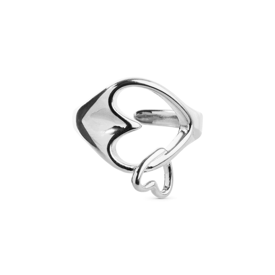 Britta – bague coeur en acier inoxydable, argent | Timi of Sweden