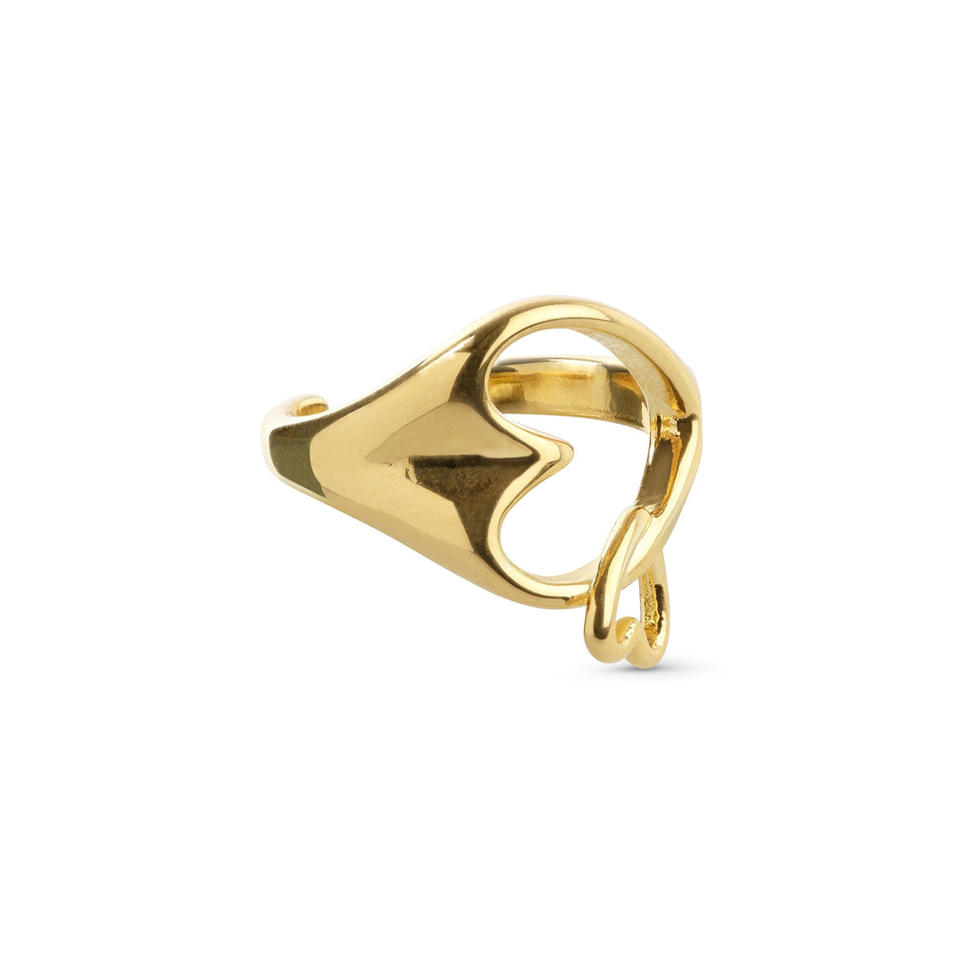 Britta – bague coeur en acier inoxydable, or | Timi of Sweden