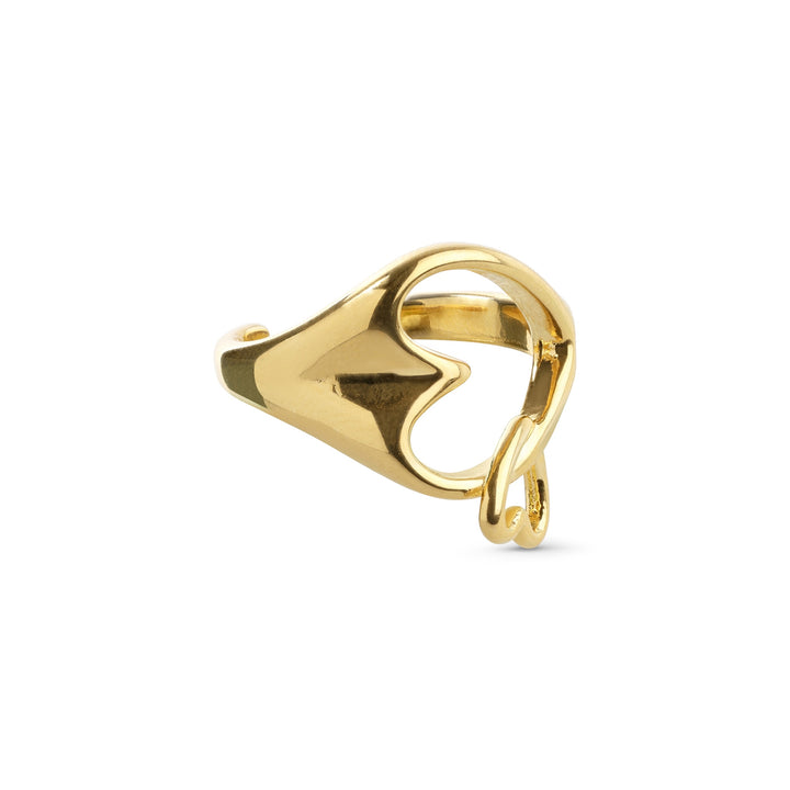 Britta – bague coeur en acier inoxydable, or | Timi of Sweden