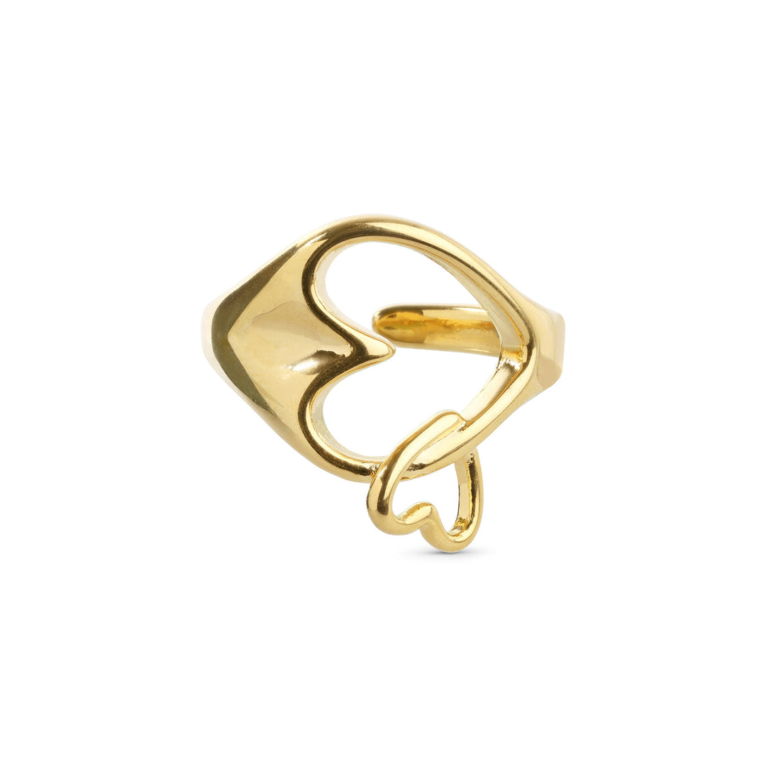 Britta – bague coeur en acier inoxydable, or | Timi of Sweden