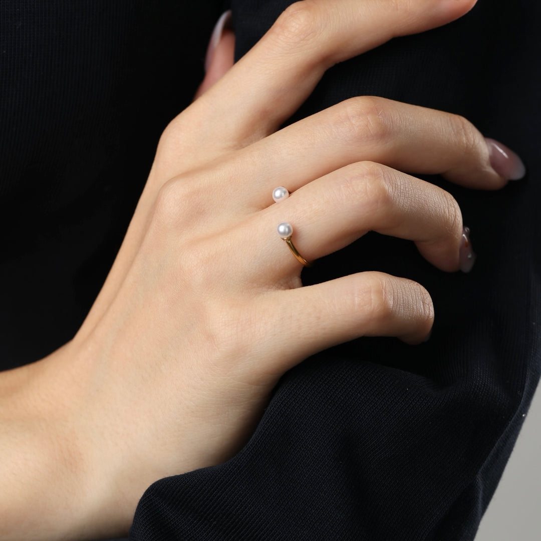 Mirabel – bague perle en acier inoxydable, or | Timi of Sweden