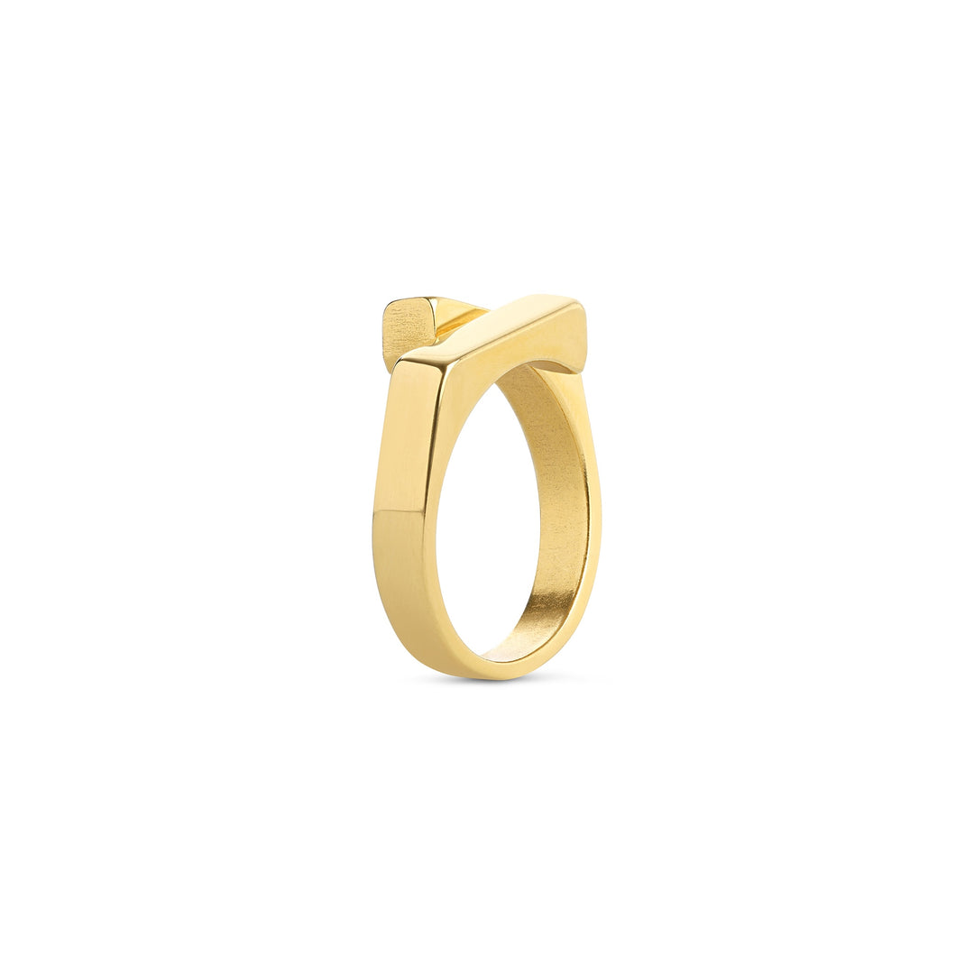 Brita – bague architecturale en acier inoxydable, or | Timi of Sweden