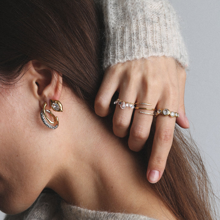 Noell – bague cristal en acier inoxydable, or | Timi of Sweden
