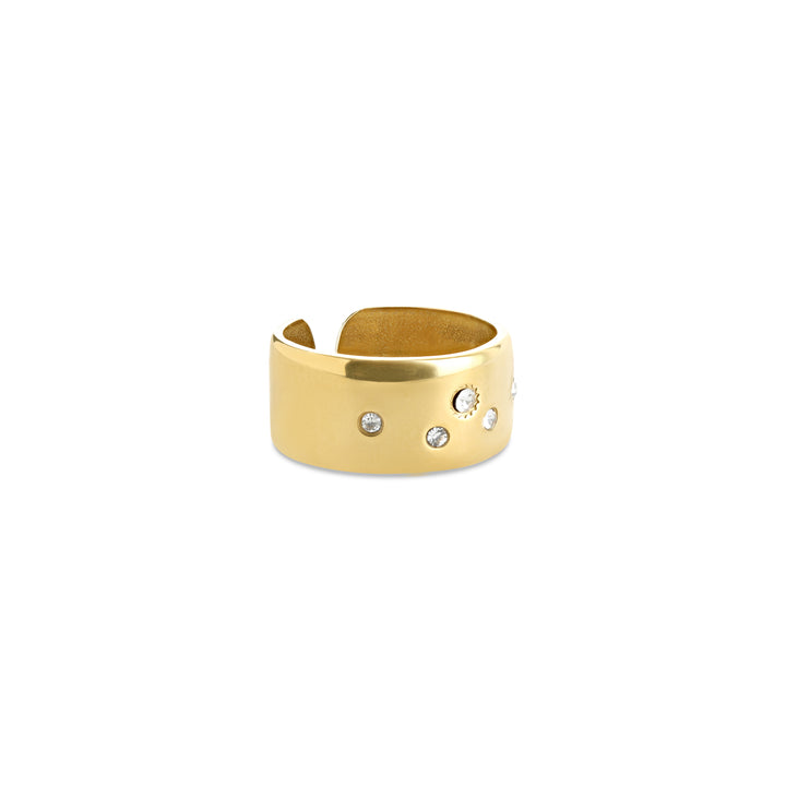 Bahi – bague statement cristal en acier inoxydable, or | Timi of Sweden