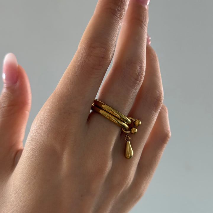 Storm - Bague Duo Drop en acier inoxydable