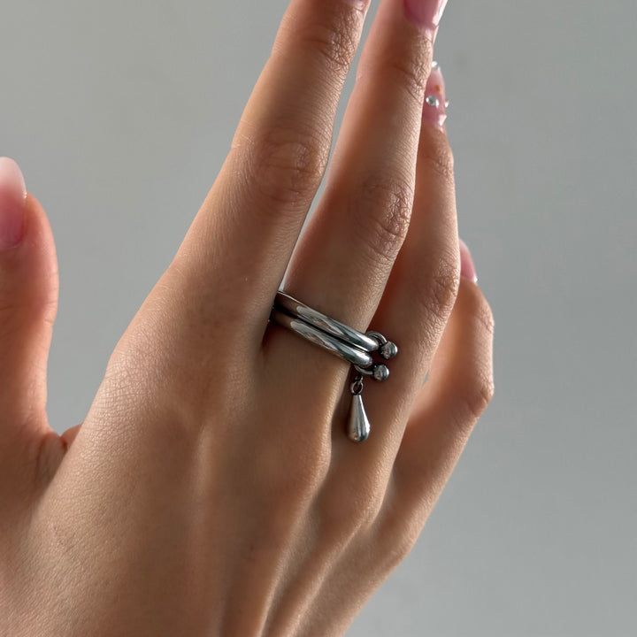 Storm - Bague Duo Drop en acier inoxydable