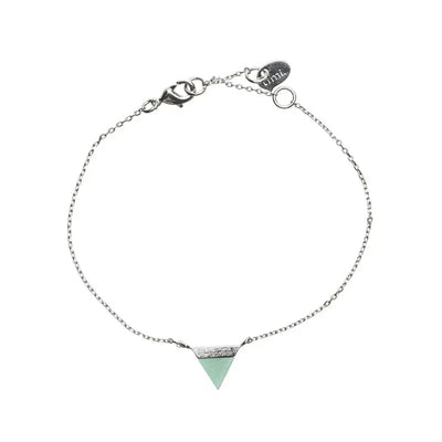 Triangle with Stone Setting Bracelet in Silver Green Jade