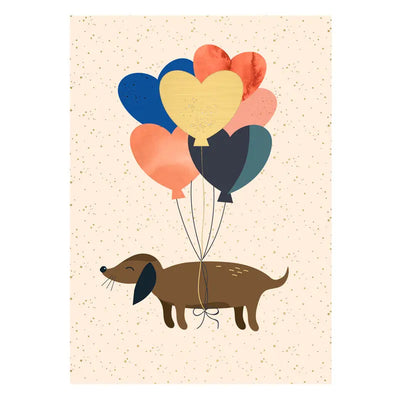 Dog & Balloons Postcard
