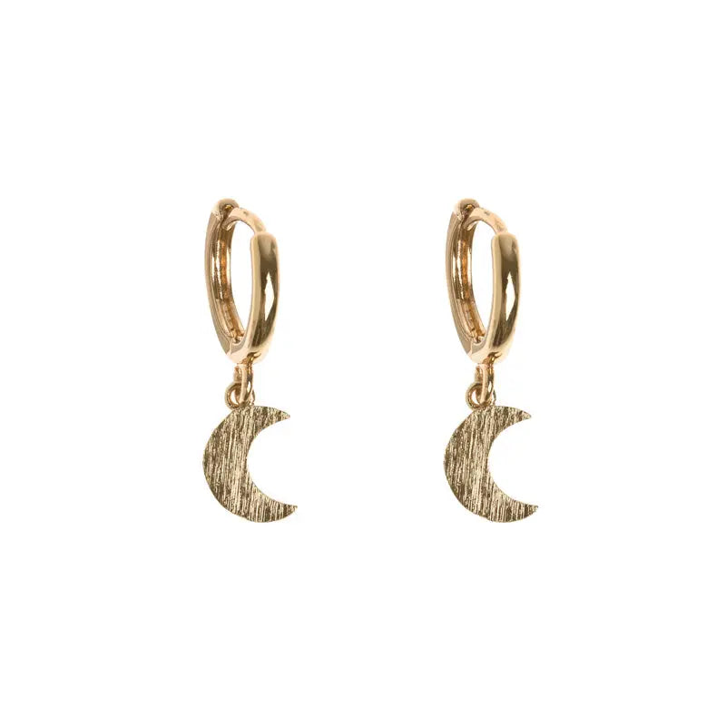 Moon Small Hoop Earrings Gold