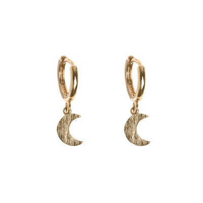 Moon Small Hoop Earrings Gold