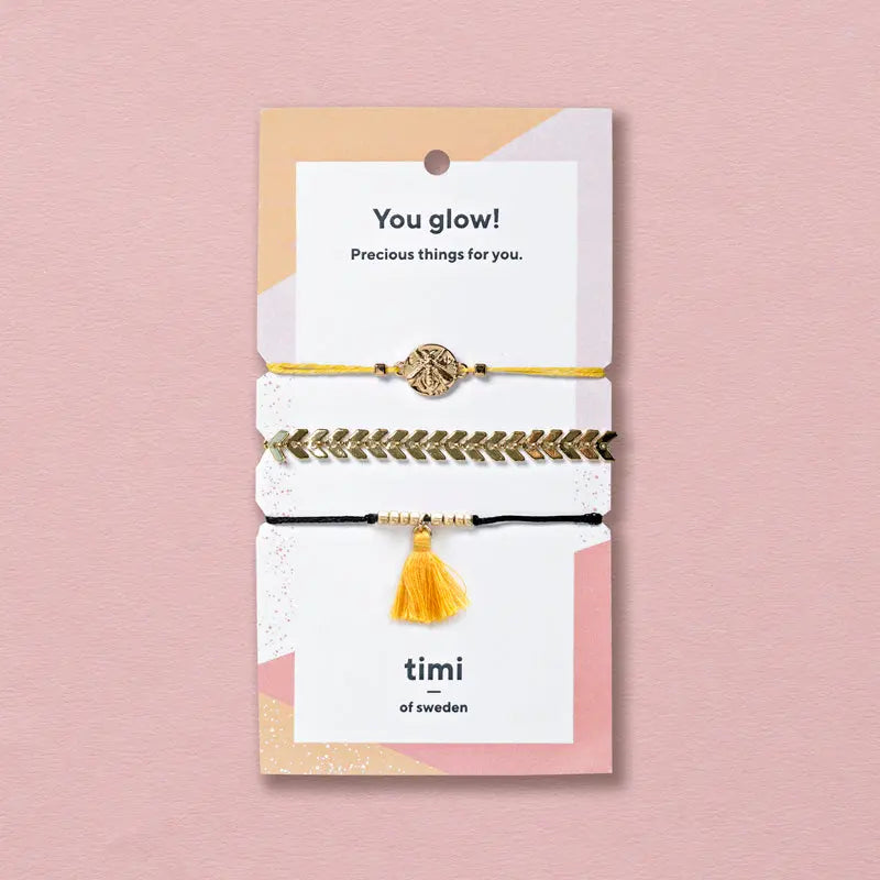 Three Set Friendship Bracelets - Yellow