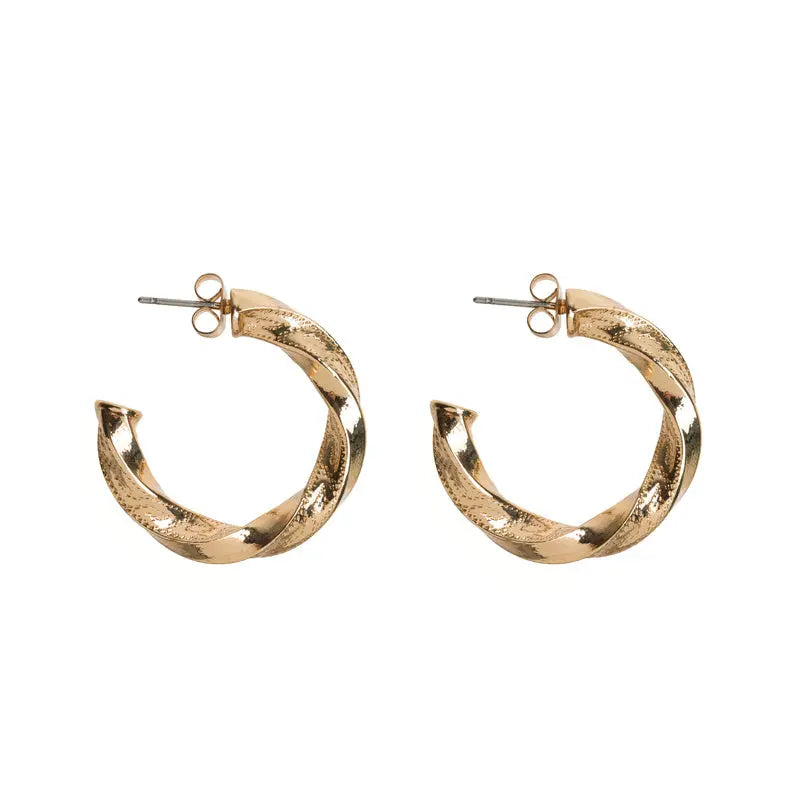 Chunky Twisted Hoop Earrings Gold