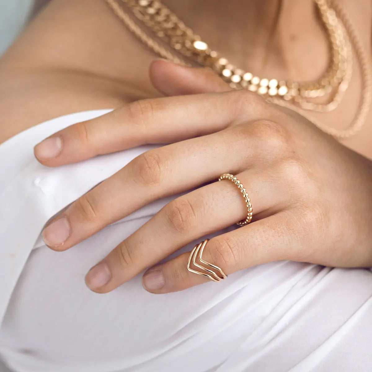 Triple Lined Top Ring Gold