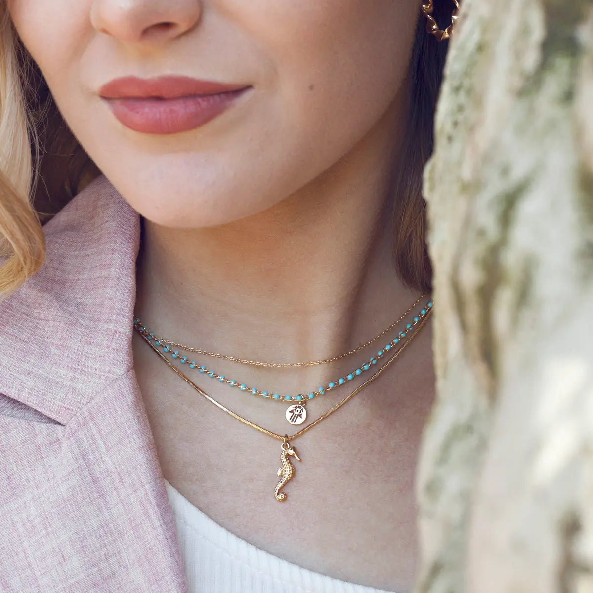 collier boules turquoises