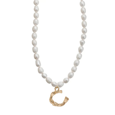 Pearl and Bamboo Letter Necklace C