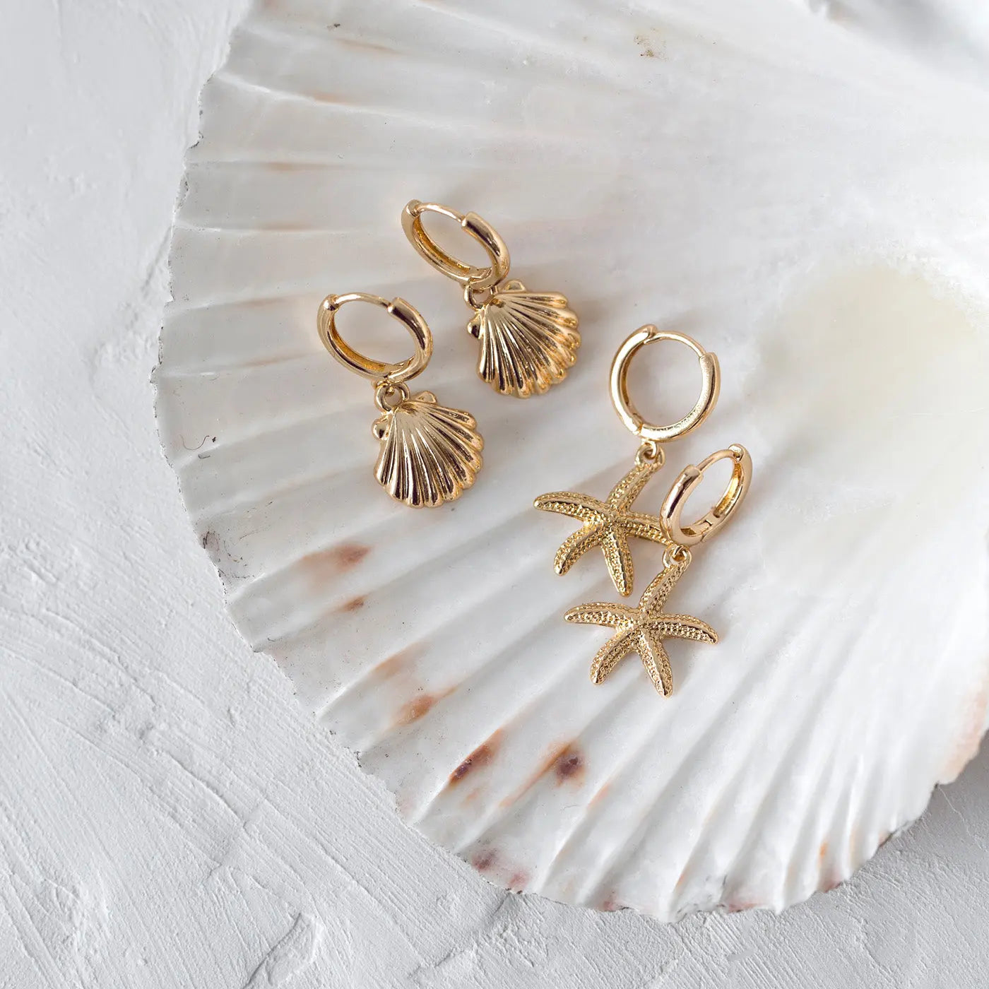 Boucles d'oreilles créoles coquillage sirène