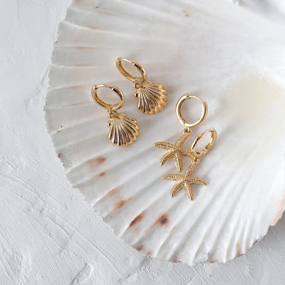 Boucles d'oreilles créoles coquillage sirène