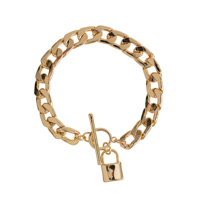 chunky curb lock chain bracelet