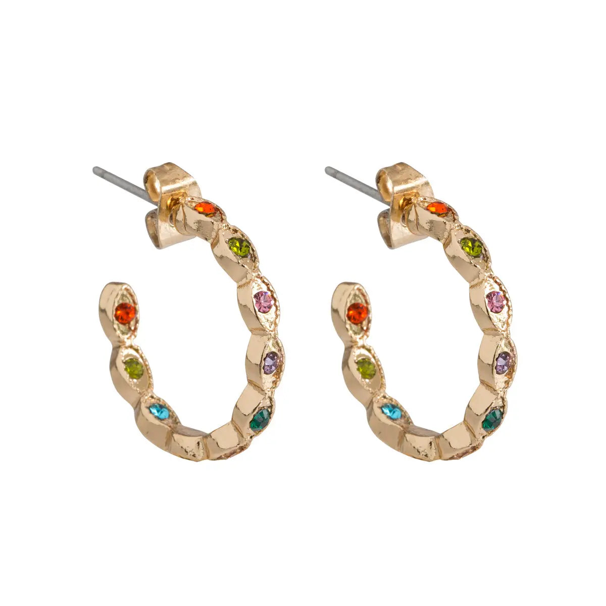 colorful chrystal hoop earrings