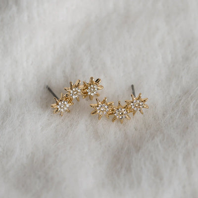 Boucles d'oreilles puces trois étoiles en cristal