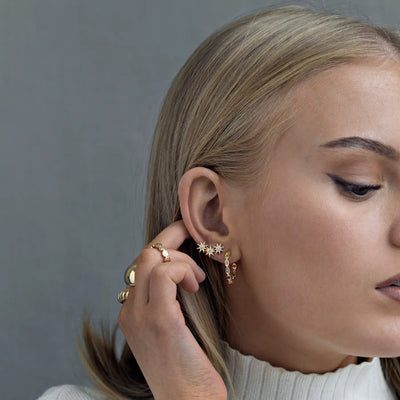Boucles d'oreilles puces trois étoiles en cristal