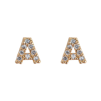 Petite chrystal letter stud earring A
