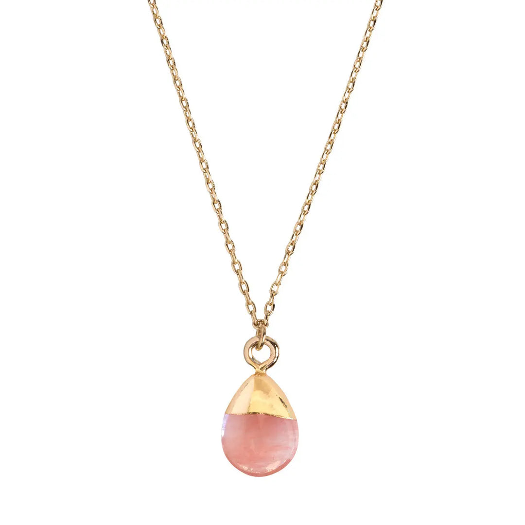 Gold Dipped Cherry Quartz Necklace