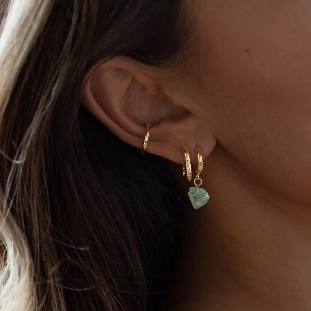 Amazonite Semi-Precious Hoop Earring