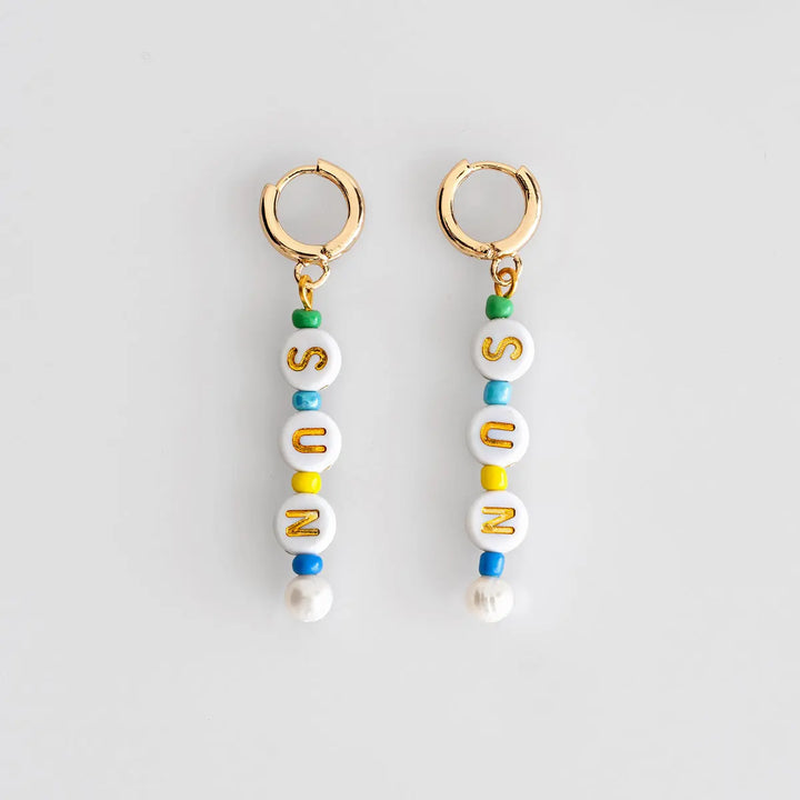 Bead Hoop Earrings SUN | Summer