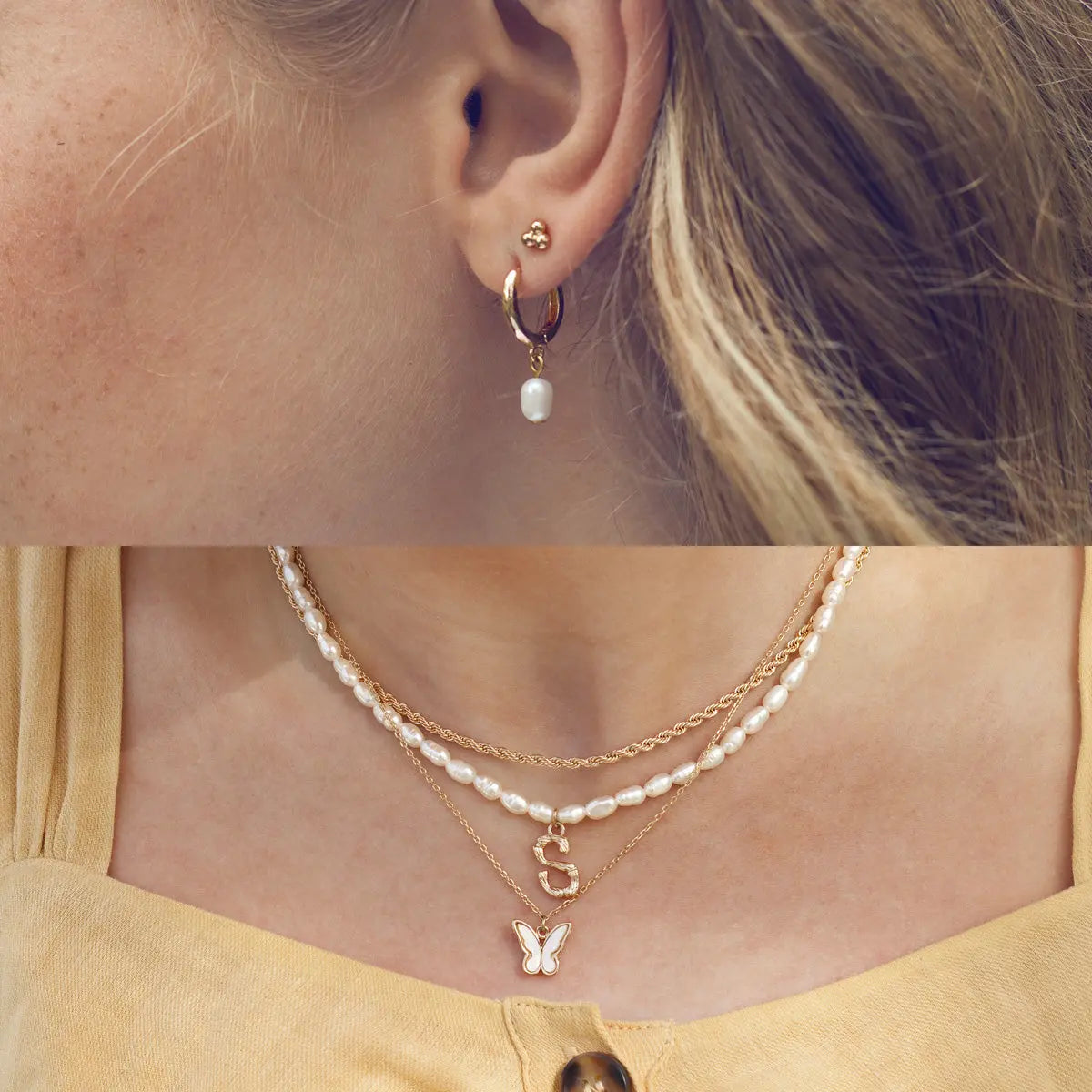 Collier de perles personnalisé avec ensemble de boucles d'oreilles en perles