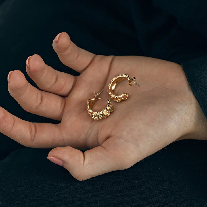 Thick Uneven Hoop Earrings - Gold