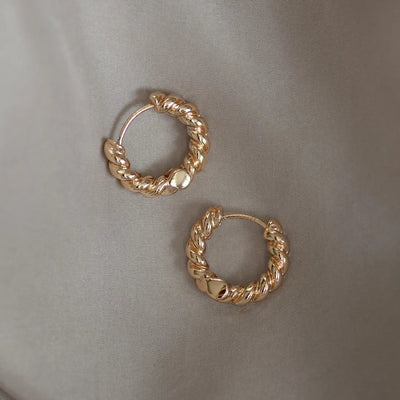 Boucles d'oreilles créoles torsadées - Or