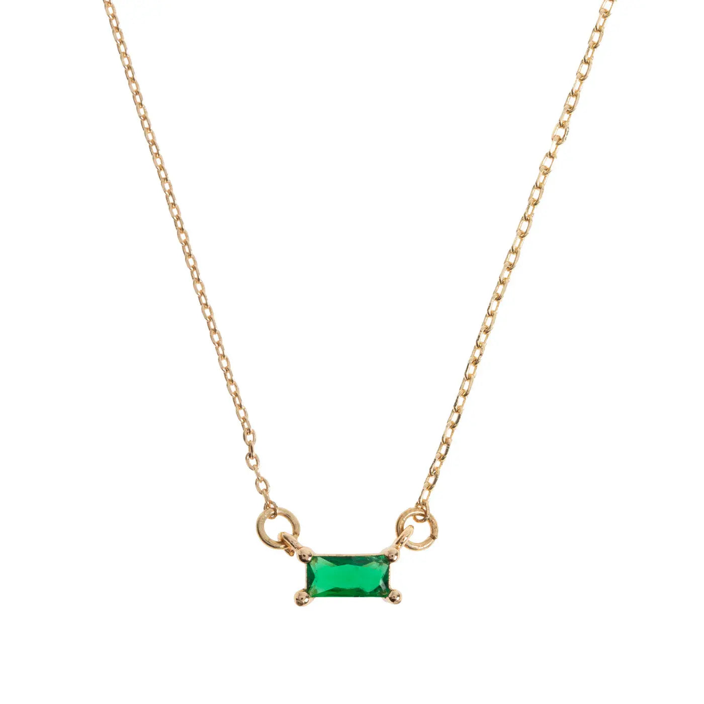 Necklace with Rectangular Crystal - Green