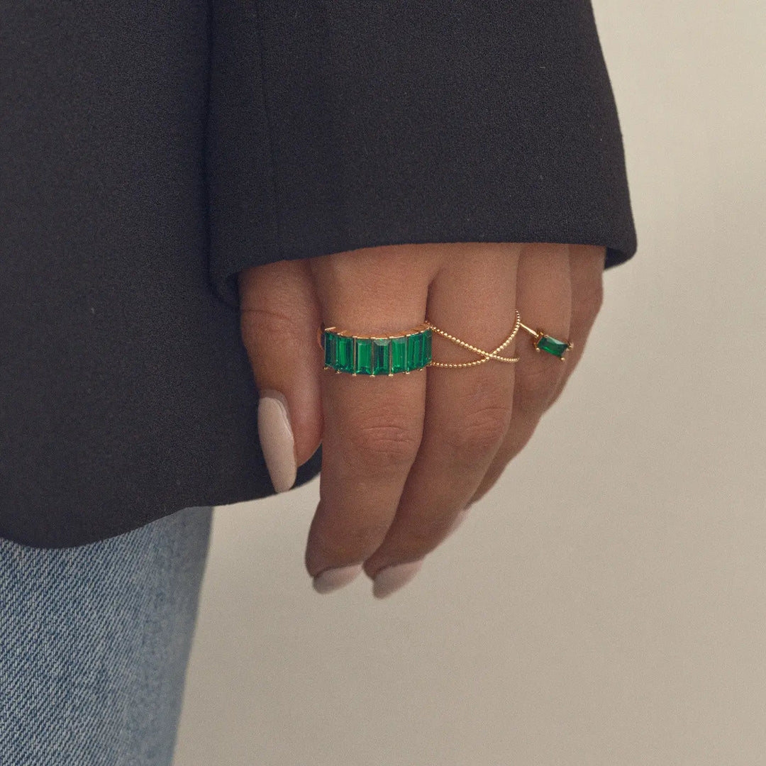 Ring with Crystal - Green