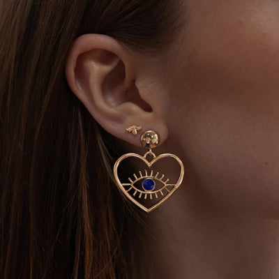 Suzy - Boucles d'Oreilles Puces Cœur Mauvais Œil