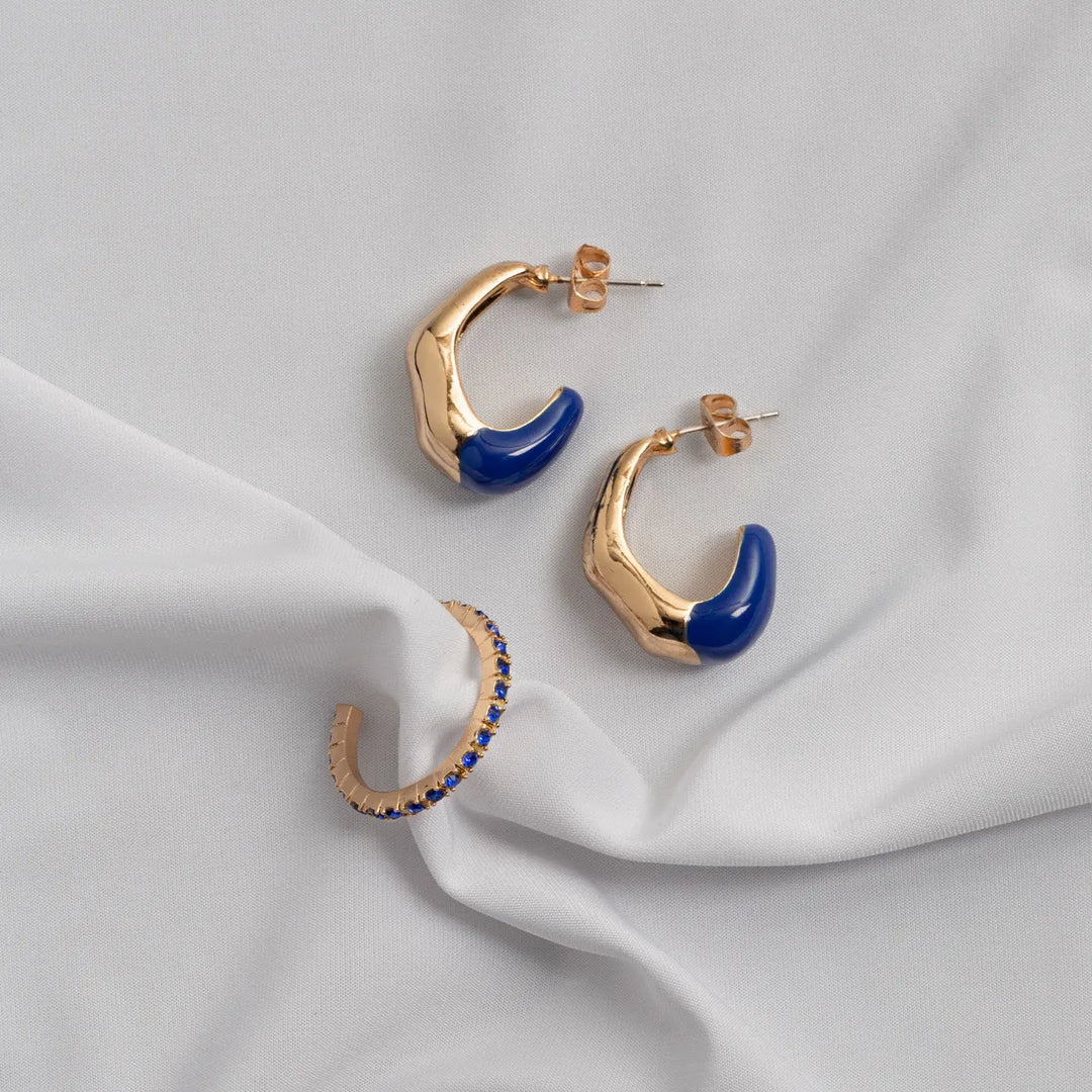 Ayla - Blue Dipped Irregular Hoop Earrings